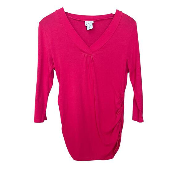 Oh Baby by Motherhood Maternity Pink Sweater Size M (8–10) –¾ Sleeve V-Neck Knit - Picture 1 of 8